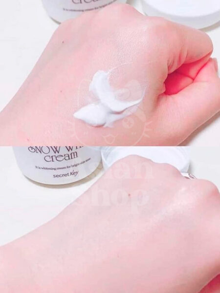 SECRET KEY Snow White Cream modo de uso textura aplicación manos