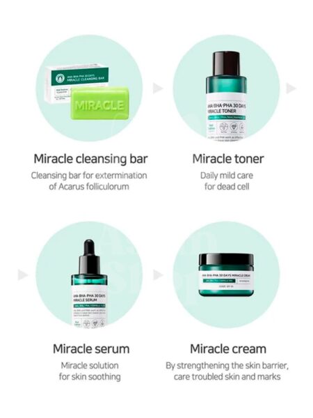 SOME BY MI AHA BHA PHA kit 4 pasos limpiador tónico serum crema