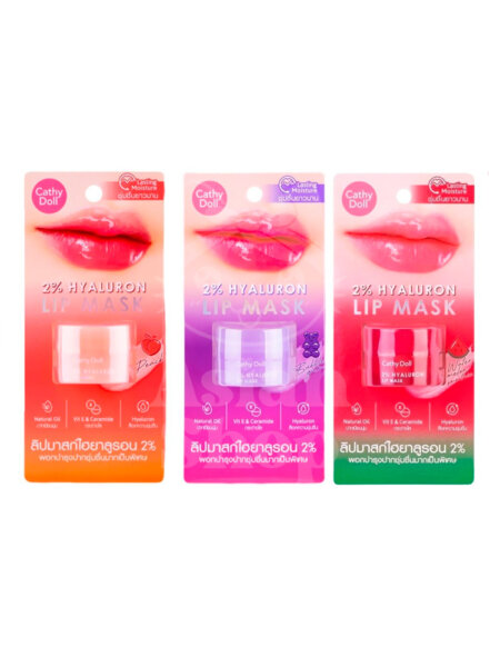 CATHY DOLL 2% Hyaluron Lip Mask aromas peach - durazno bubble gum - chicle watermelon - sandia