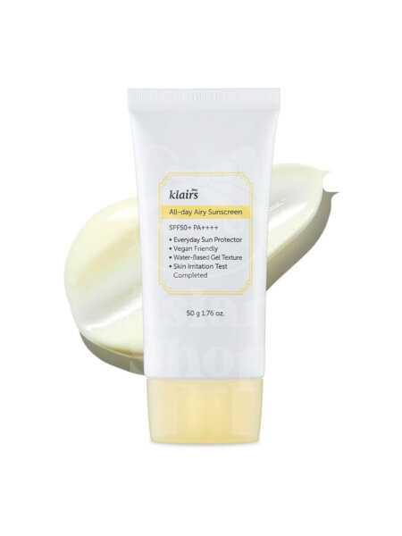 DEAR, KLAIRS All-day Airy Sunscreen SPF50+ PA++++ Producto Textura