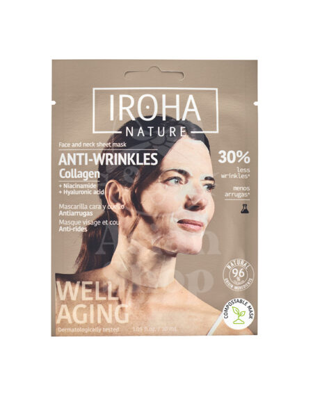 IROHA NATURE Anti Wrinkles Collagen Face Neck Sheet Mask